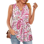 WIHOLL Tank Tops for Women Summer Babydoll Peplum Tops V Neck Sleeveless Shirts Dressy Casual Blouses Beach Vacation Clothes