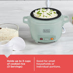 Black+Decker 3-Cup Cooked (1.5 Cups Uncooked) Rice Cooker, Removable Nonstick Bowl, One-Touch Operation, Surf Spray