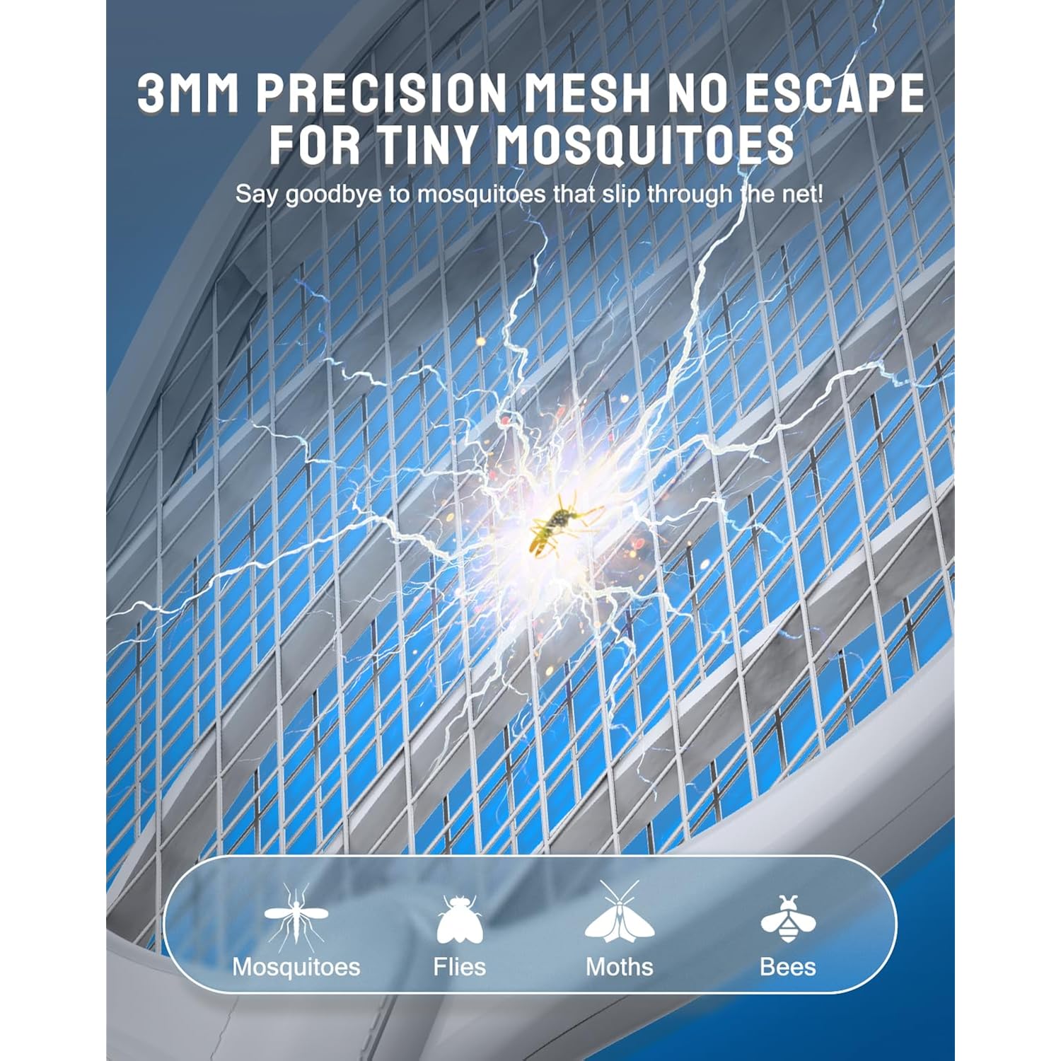 Mosiller Electric Fly Swatter, 3800V Bug Zapper Racket, Rechargeable 1200Mah Mosquito Killer, 3-Layer Safety Mesh, Lightweight, Easy To Use, Indoor Home Office Backyard Patio Camping (Basic 1 Pack)