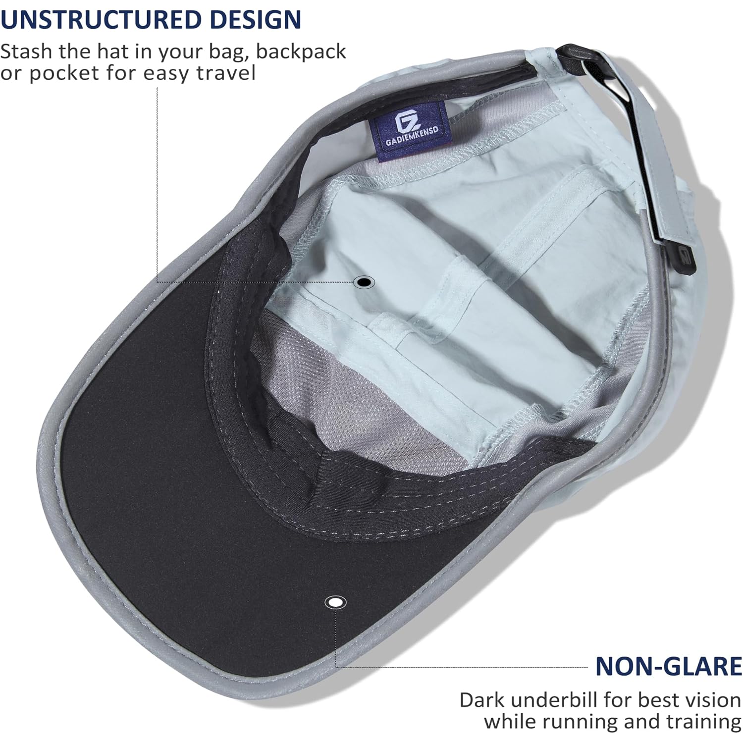 GADIEMKENSD Reflective Folding Outdoor Hat Unstructured Design UPF 50+ Sun Protection Sport Hats for Womens and Mens