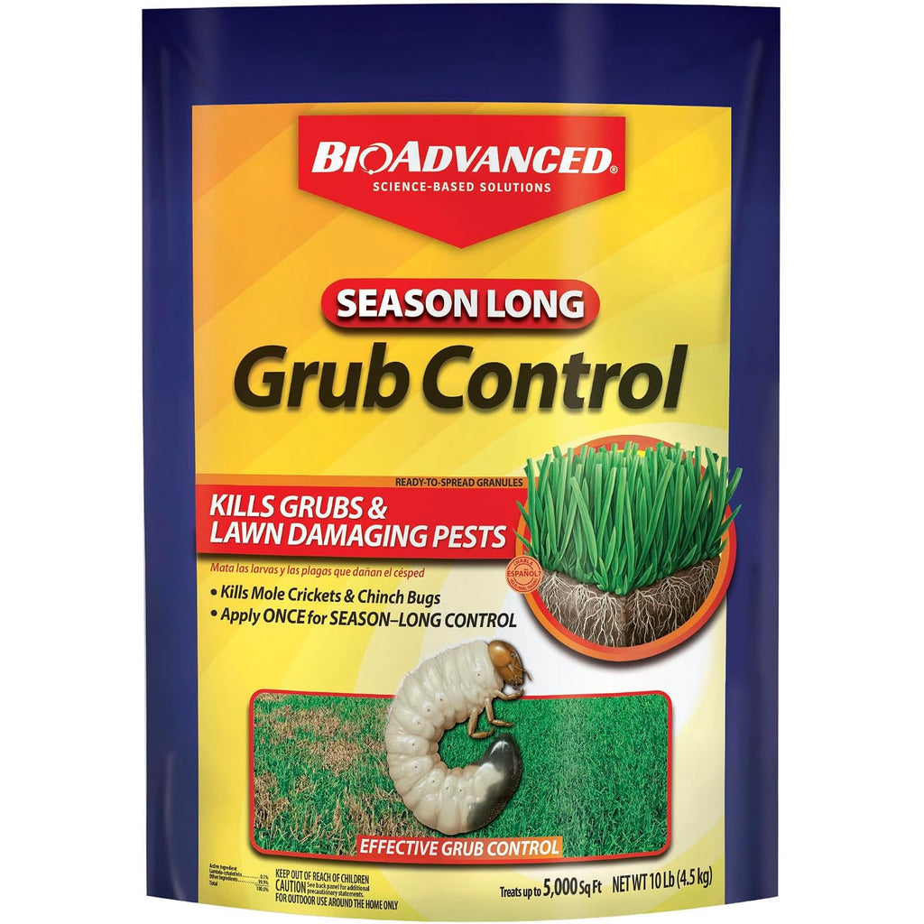 Bioadvanced Season Long Grub Control Granules - Kills Grubs, Mole Crickets, Cinch Bugs, And More - Creates Protective Zone - 10 Lb Bag