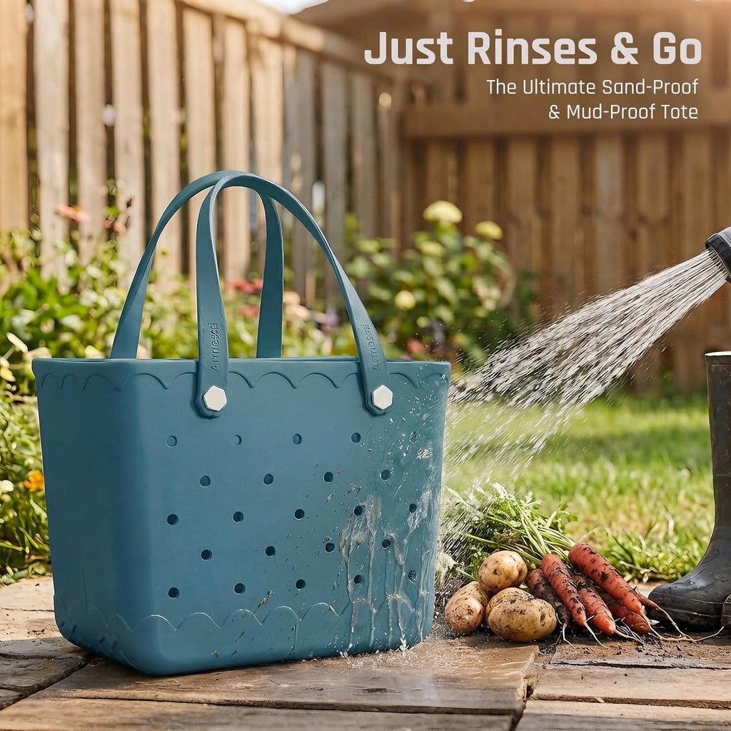 X-Large Rubber Tote Beach Bag For Women | Medium Durable Rubber Bag Waterproof Washable Versatile Tote Bags