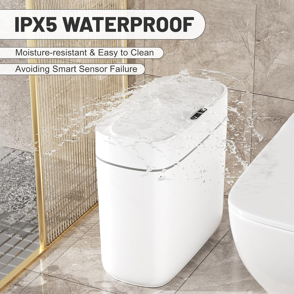 Small Trash Can For Bathroom, 3.5 Gallon Automatic Touchless Trash Can With Lid,Motion Sensor Slim Garbage Can Waterproof Trash Bin Waste Basket For Bedroom, Kitchen