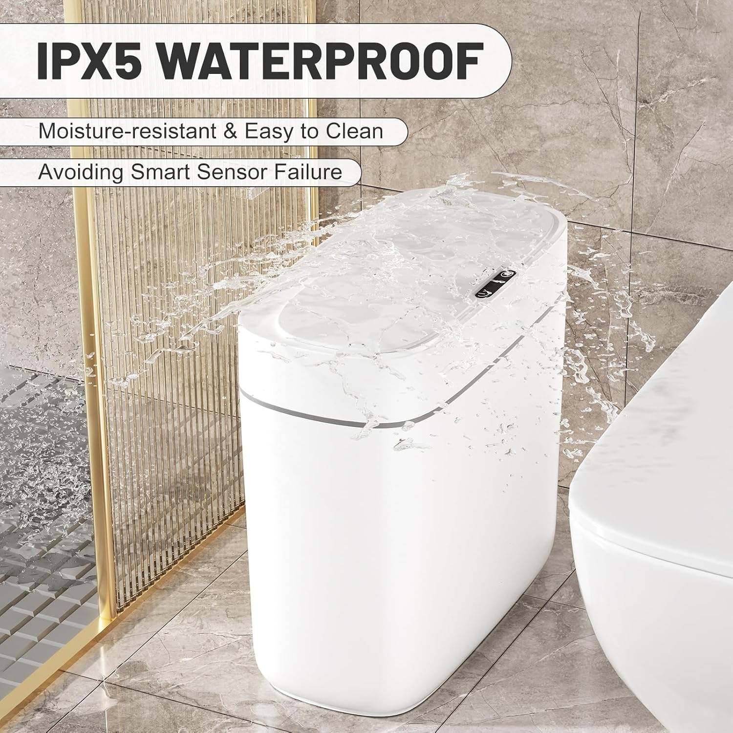 Small Trash Can For Bathroom, 3.5 Gallon Automatic Touchless Trash Can With Lid,Motion Sensor Slim Garbage Can Waterproof Trash Bin Waste Basket For Bedroom, Kitchen