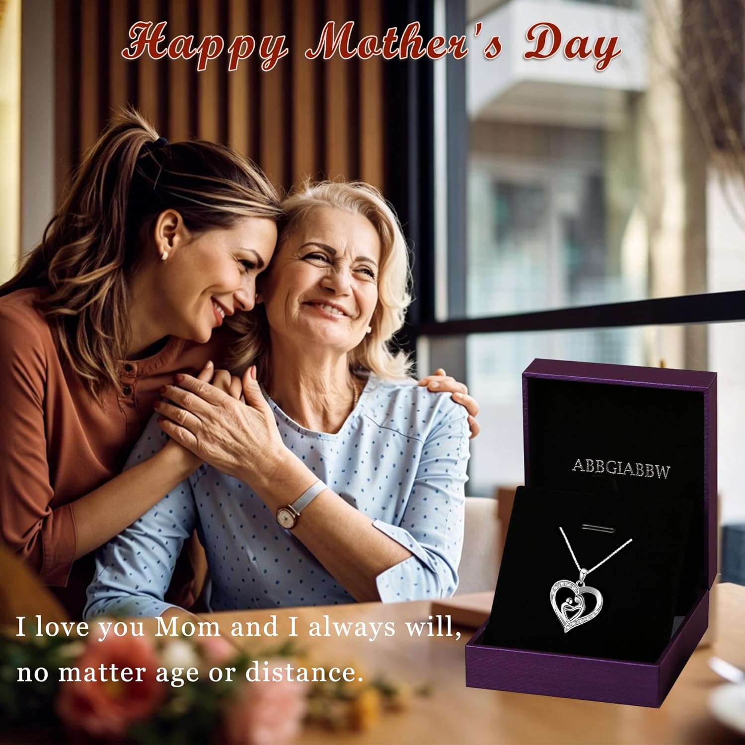 Mothers Day Gifts for Women 925 Sterling Silver Mother and Daughter Son Love Heart Pendant Necklace Jewelry Gifts for Grandmother Mom Daughter Wife