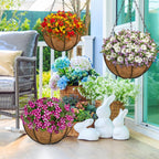 2 Pack 14 Inch Hanging Baskets For Plants Outdoor, Metal Wire Round Planters With Coco Liner, Hanging Flower Baskets For Home Garden Porch Balcony Railings Decor