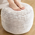 Round Ottoman,Corduroy Pouf Ottoman Foot Rest,Beige,18X14 In | Storage Ottoman Footstool For Living Room,18X14 Soft Floor Poufs,Memory Foam Filling,Footrest Only