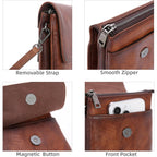 Iswee Leather Crossbody Bags for Women RFID Blocking Cell Phone Purse Small Anti-Theft Zippered with Card slots