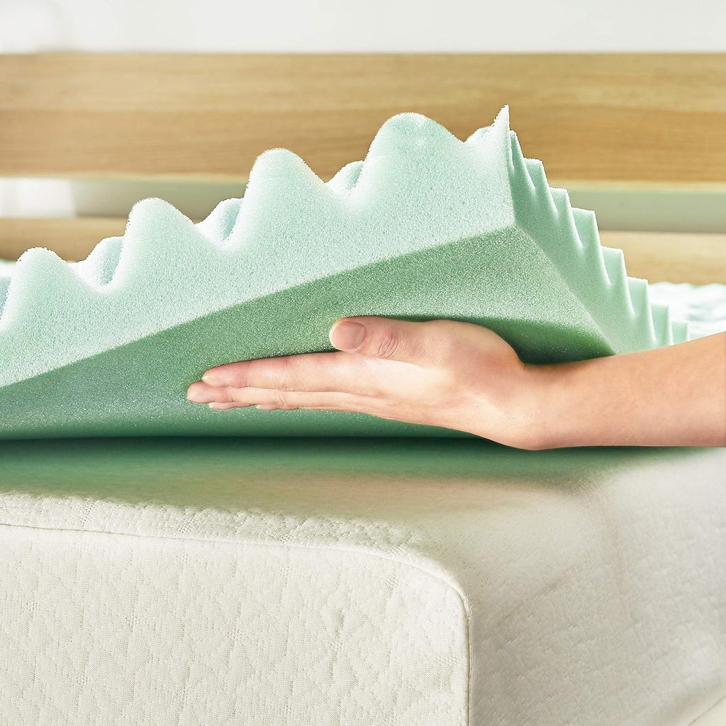Mellow 1.5 Inch 5-Zone Memory Foam Mattress Topper, Calming Aloe Infusion, Dorm Essentials, Full