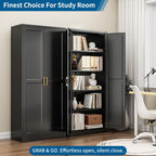 71" Metal Storage Cabinet With 4 Adjustable Shelves, Black Tall Pantry Cabinet With Doors, 180 Lbs Load Per Shelf, Heavy Duty Steel Organizer For Garage, Kitchen & Home