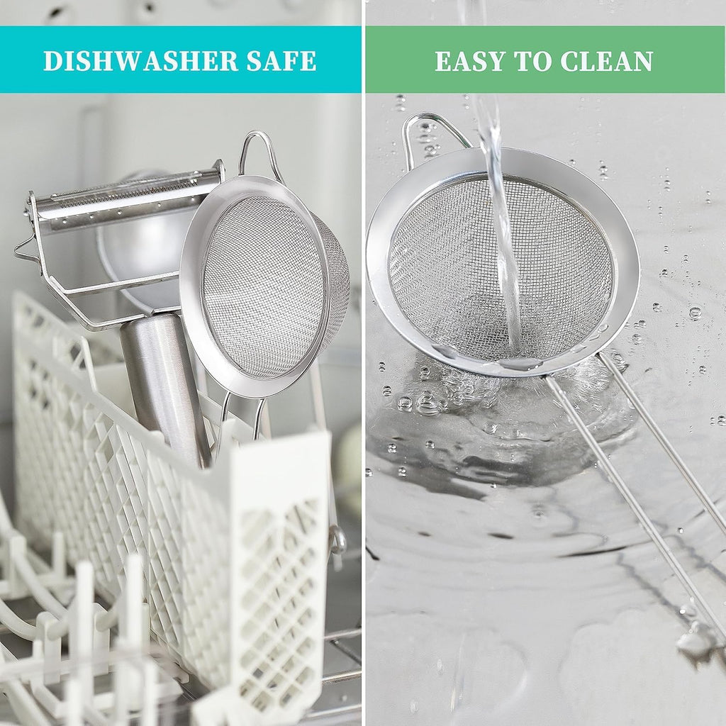 3.35 Inch Silver Fine Mesh Strainer, Stainless Steel Metal Handheld Small Mini Sieve Strainer, Kitchen Food Strainer With Handle For Cocktail, Tea, Coffee And Juice