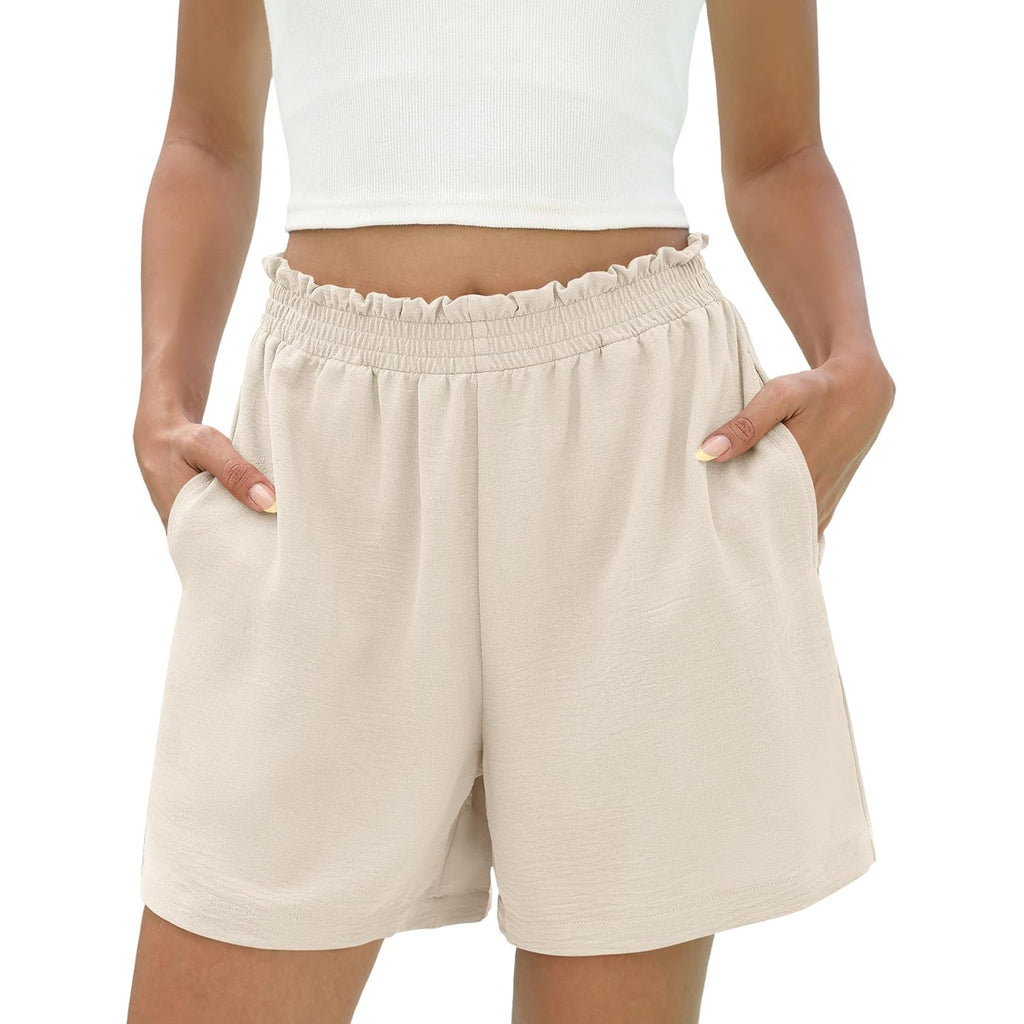 Women's 2026 Summer Casual Shorts with Pocket Elastic High Waisted Wide Leg Beach Shorts Cute Dressy Vacation Clothes