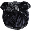 Satin Lined Beanies for Women Chemo Headwear Silky Lined Cotton Sleeping Cap Black