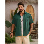 Hardaddy Men'S Casual Striped Shirts Button Down Short Sleeve Blouse Summer Hawaiian Shirt