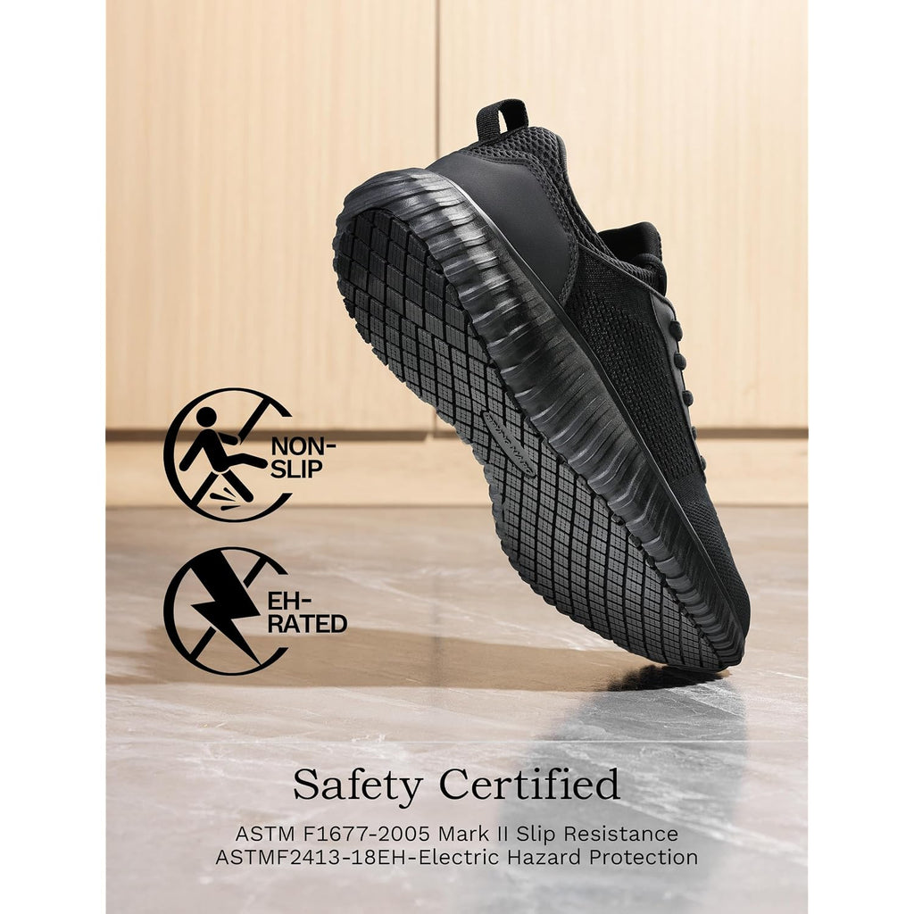Bruno Marc Men'S Non Slip Work Shoes Walking Zapatos Trabajo Black & Lightweight Sneakers Food Service Chef Kitchen Restaurant