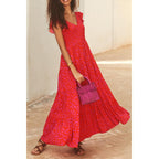 Prettygarden Women'S Summer Flowy Maxi Dress Casual Cap Sleeve V Neck Smocked Beach Sundress