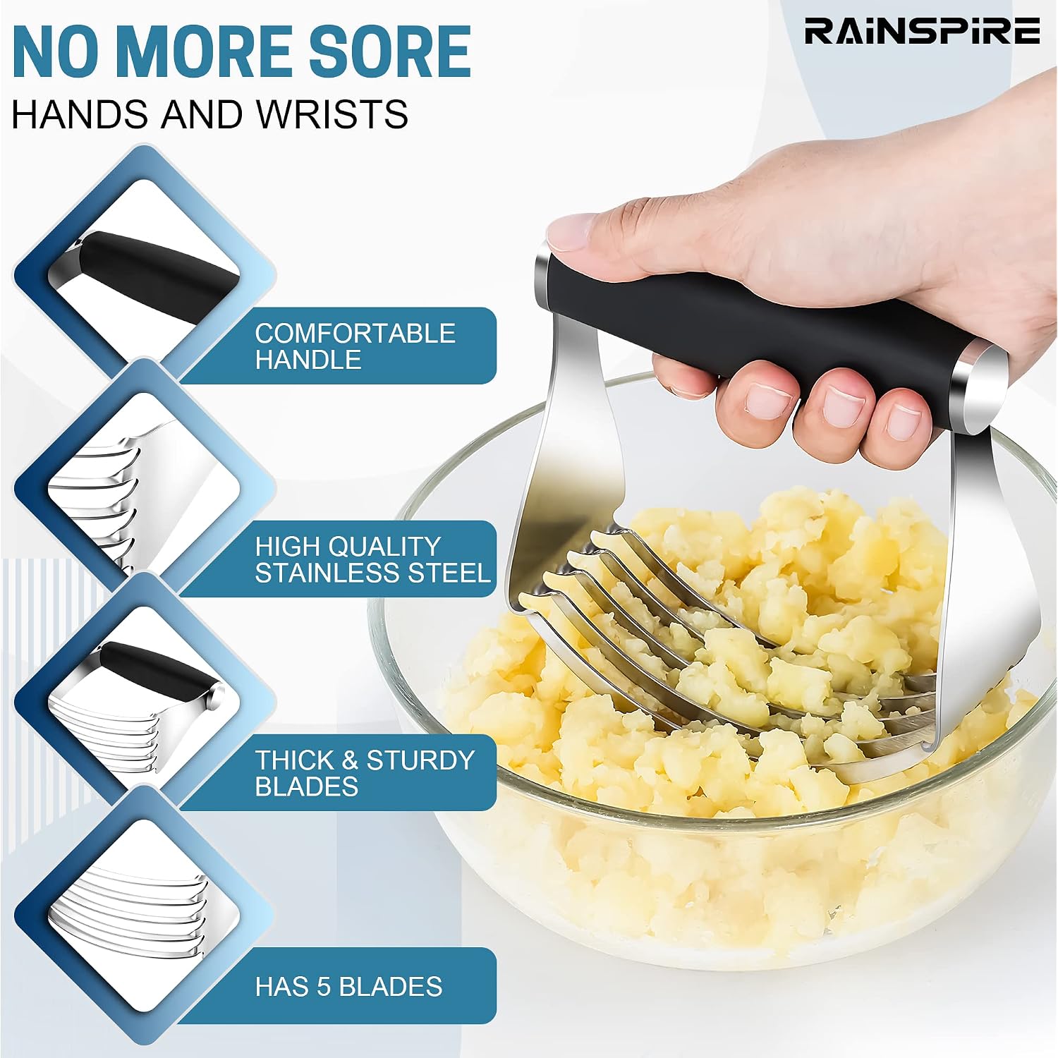 Xl Pastry Cutter For Baking, Heavy Duty Pastry Blender Stainless Steel, Thick Sharp Blades Dough Blender, Dough Cutter Butter Cutter Pastry For Easy Mixing, Dishwasher Safe (Black)