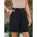 Shorts for Women Dressy Casual Summer Bermuda High Waisted Trendy Work Shorts with Pockets