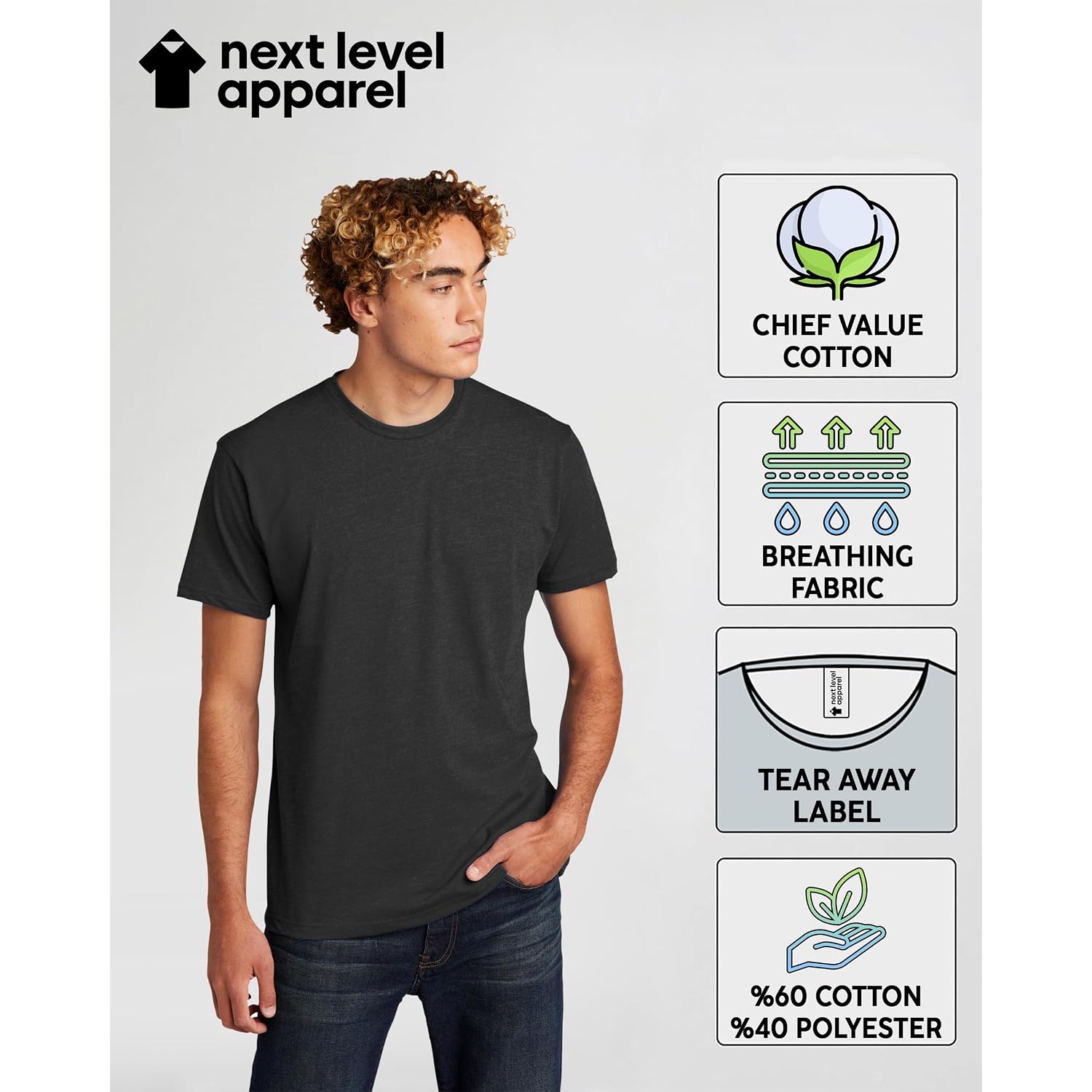 Next Level Apparel 6210 Men'S T-Shirts, Pack Of Unisex Cvc Cotton Blend Bulk Undershirt – Custom Color Set Remera Para Hombre