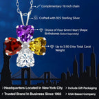Gem Stone King Customized and Personalized 4 Heart Shape Pendant Necklace For Women | 925 Sterling Silver | Gemstone Birthstone Fashion Love Mothers Flower Blossom Necklace | With 18 Inch Silver Chain