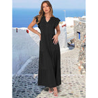 Anrabess Womens Soft Maxi Dresses, Comfy Flowy Tiered Boho Regular Sundress, Summer Casual Wear For Vacation, Beach & Travel
