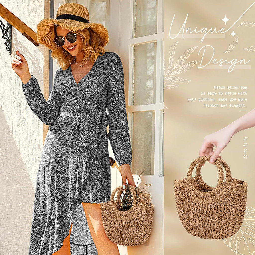 Handwoven Straw Beach Small Crossbody Bag For Women 2026 Summer Boho Wicker Handbag Shoulder Purse With Handle