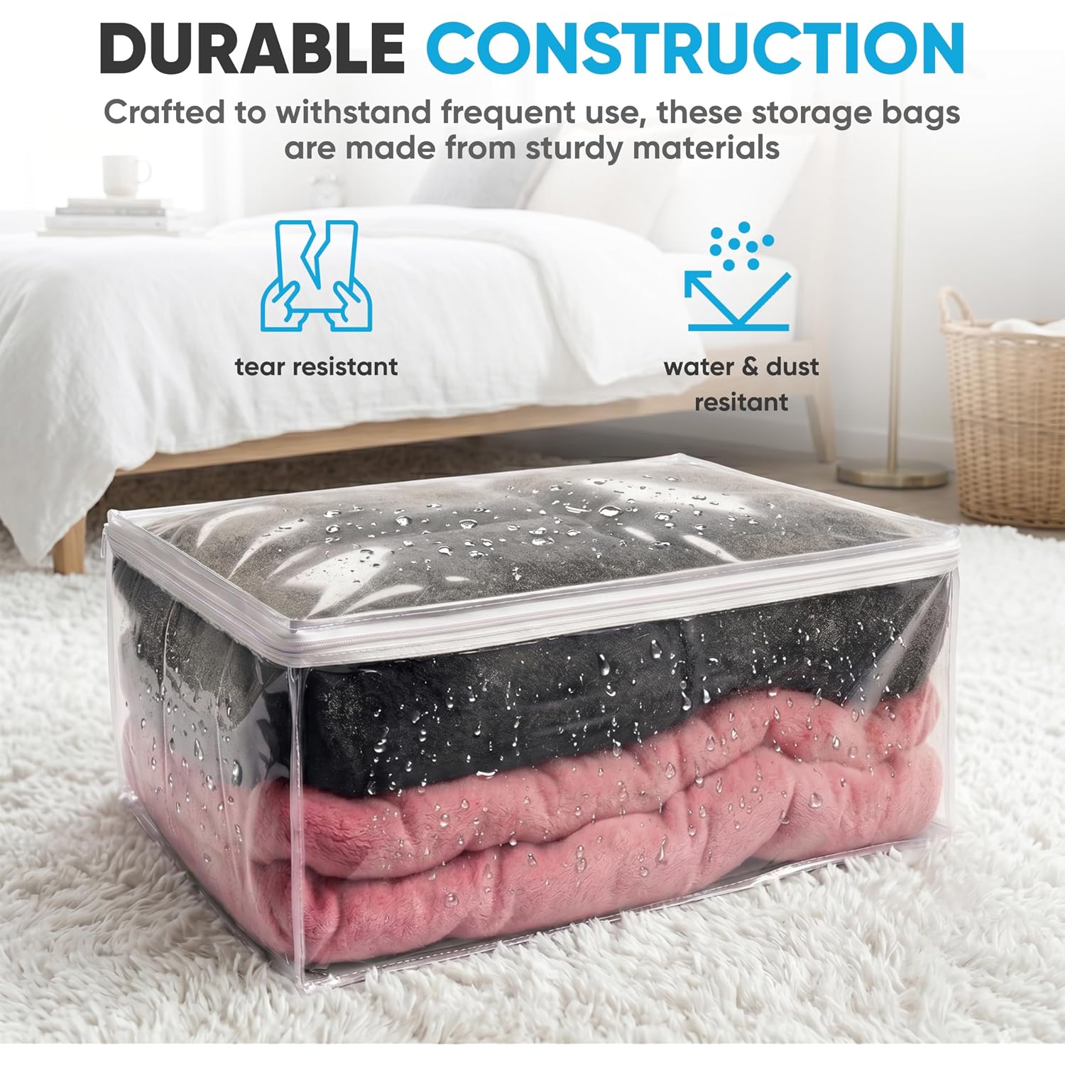 Handy Laundry Comforter Storage Bag – Large 90L Clear Zippered Organizer For Blankets, Bedding, Clothes & Pillows, Durable Plastic Storage For Closet, Moving, Under Bed – Dust & Moisture Protection