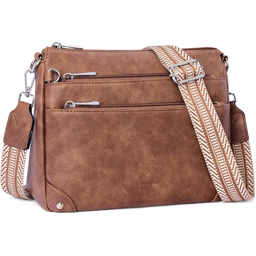 Crossbody Bags for Women Rfid Travel Crossbody Purses Leather Handbags Medium Shoulder bag with Adjustable Strap
