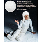 Peicees Winter Fur Hat for Women, Ladies Russian Ushanka Furry Trapper Hat with Warmer Ear Flaps and Glitter Silver Design