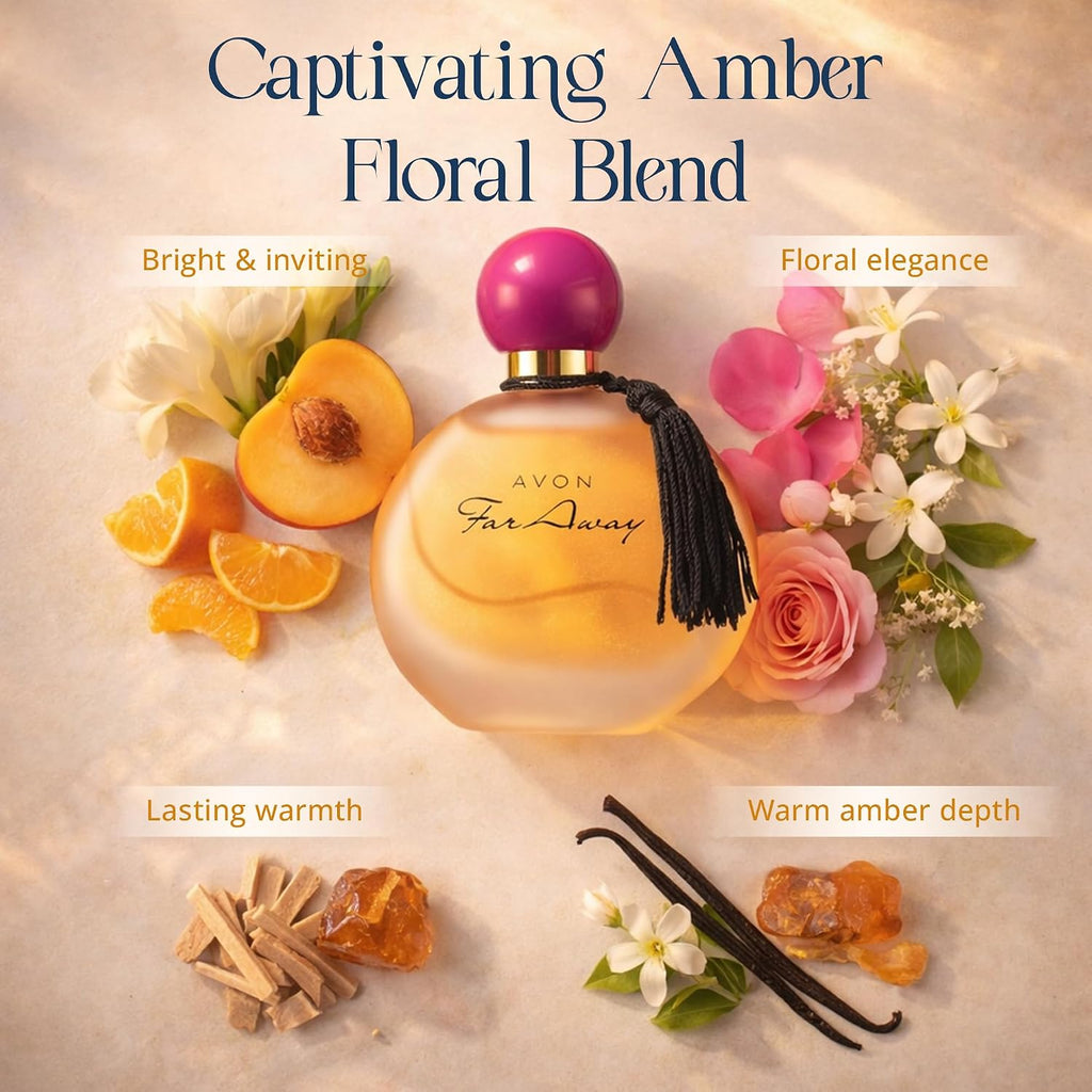 Avon Far Away Eau De Parfum For Women - Amber Floral Scent - Signature Fragrance For Special Occasions Long Lasting Perfume Spray - Elegant Parfum For Her 1.7 Fl Oz Travel Size Spray