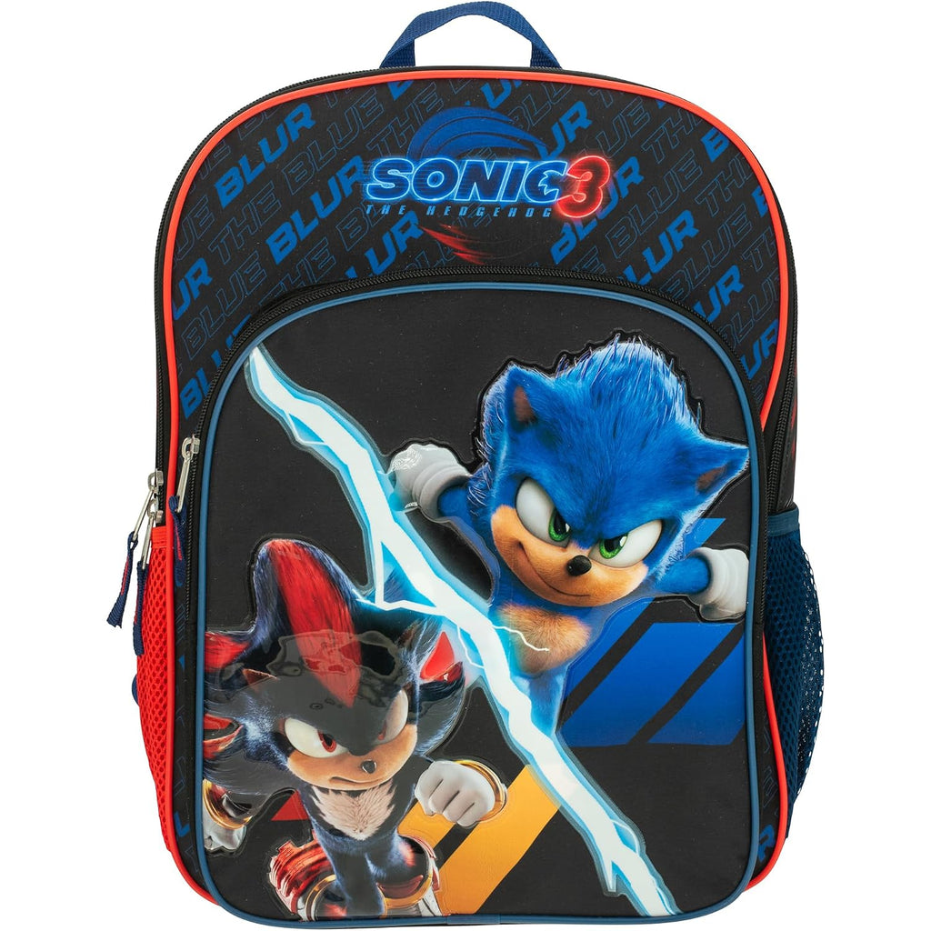 Ai Accessory Innovations Sonic The Hedgehog 3 Movie Backpack For Boys & Girls, Bookbag Featuring Sonic & Shadow, Schoolbag With Adjustable Shoulder Straps & Padded Back,16 Inch