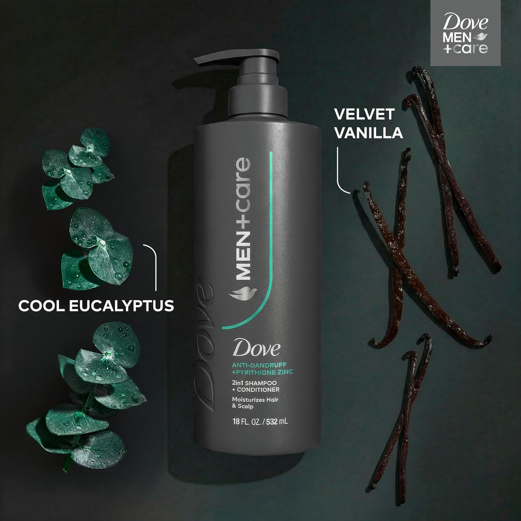 Dove Men+Care 2-In-1 Shampoo + Conditioner 1 Ct Dandruff Defense To Moisturize Hair & Scalp, With Pyrithione Zinc, 18 Fl Oz