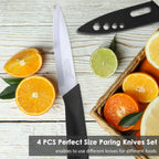 Paring Knife, 4 inch Kitchen Knives Set with Cover Small Knife for Fruit Peeling Vegetable Stainless Steel with Sheath Ergonomic Handle