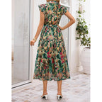 Zesica Women'S Summer Floral Midi Dress 2026 Casual Flutter Short Sleeve Chiffon Button Down Wedding Guest Party Dresses