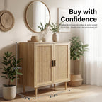 Finnhomy Sideboard Buffet Cabinet, Kitchen Storage Sideboard With Rattan Decorated Doors, Liquor Coffee Buffet, Dining Room, Hallway, Console Table, Accent Cabinet, 31.5X 15.8X 34.6 Inches, Natural
