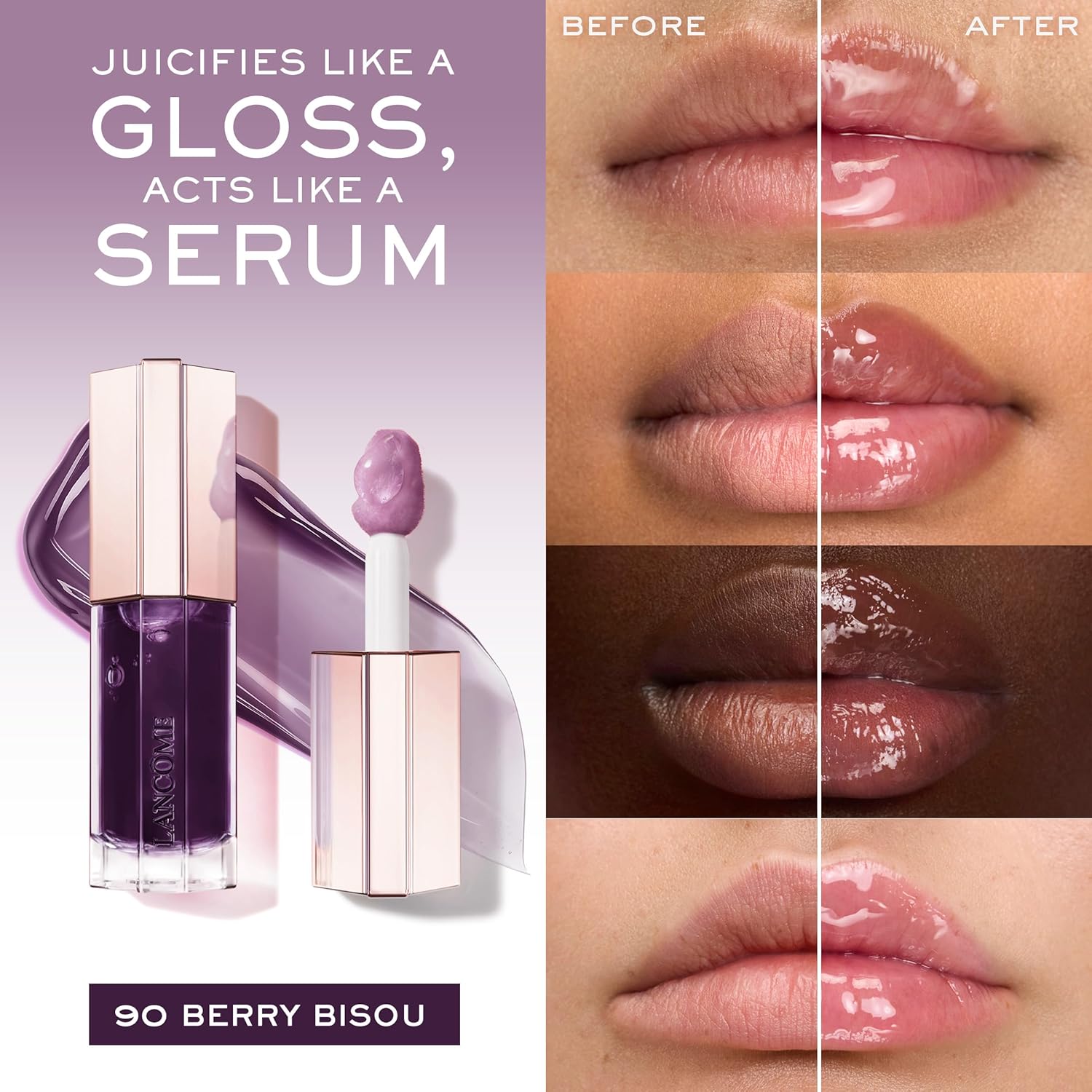 Lancôme Lip Idôle JuicyTreat Oil-in-Gloss -24HR Hydrating Gloss with Squalane for Instant Shine