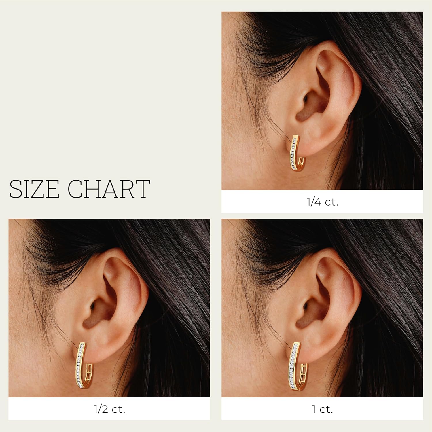 Gilded Lab-Grown Diamond Channel Set Hoop Earrings for Women in 925 Sterling Silver and 14KT Yellow Gold Plated Silver | Hypoallergenic Fine Jewelry | Hinged Closure | SI1 Clarity, F Color |1/4,1/2, 1 Carat Total Weight