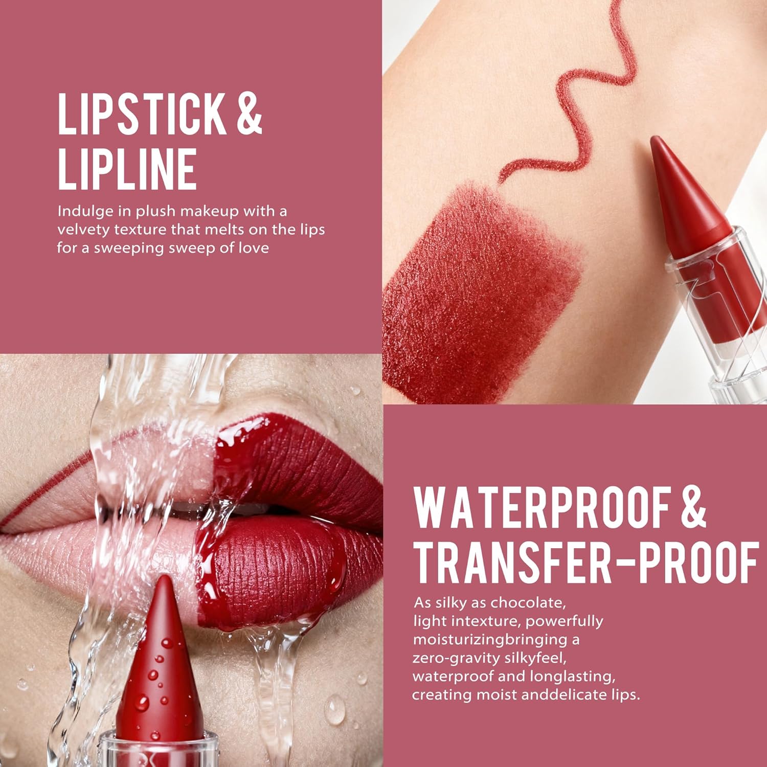 Depuplum Burgundy Lipstick Gradient Matte Lipsticks Lip Liner Combo Set for Women Waterproof Long Lasting Lip Stick Pencil Cream Lip Liner and Lipstick Combo for Mothers Day, E4