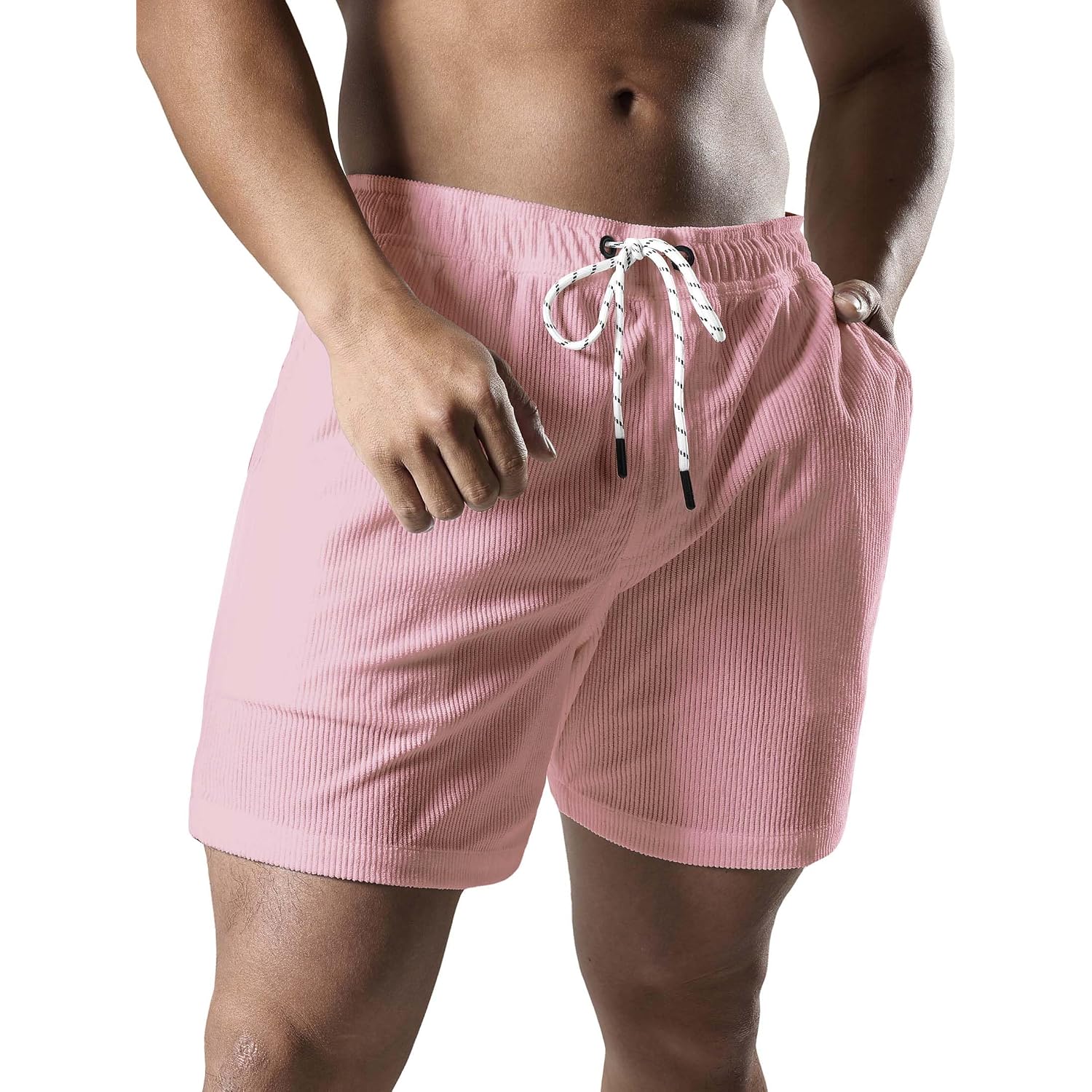 Jotook Men'S Casual Drawstring Corduroy Shorts Elastic Waist Summer Shorts With Pocket