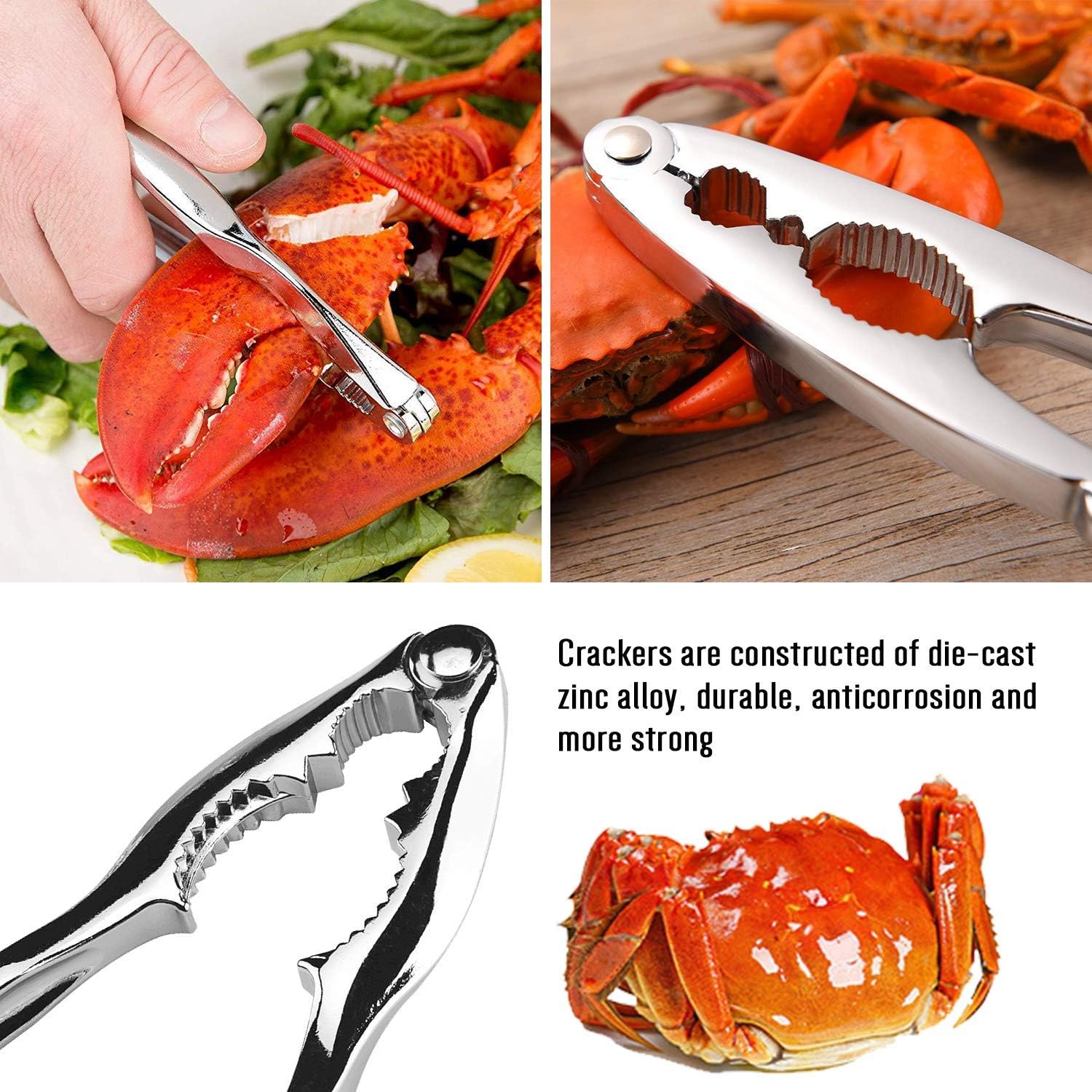 20-Pack Crab Crackers And Tools Set,Seafood Boil Party Supplies Includes 6 Crab Crackers, 6 Lobster Shellers, 6 Crab Leg Forks/Picks And 2 Seafood Scissors & Black Storage Bag - Nut Cracker Set