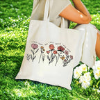 Pavolini Teacher Appreciation Gifts, Flower Printed Canvas Tote Bag, Teacher Gifts, Thank you Gift, Sturdy Cotton Shoulder Bag for Women End of Year Idea Gift