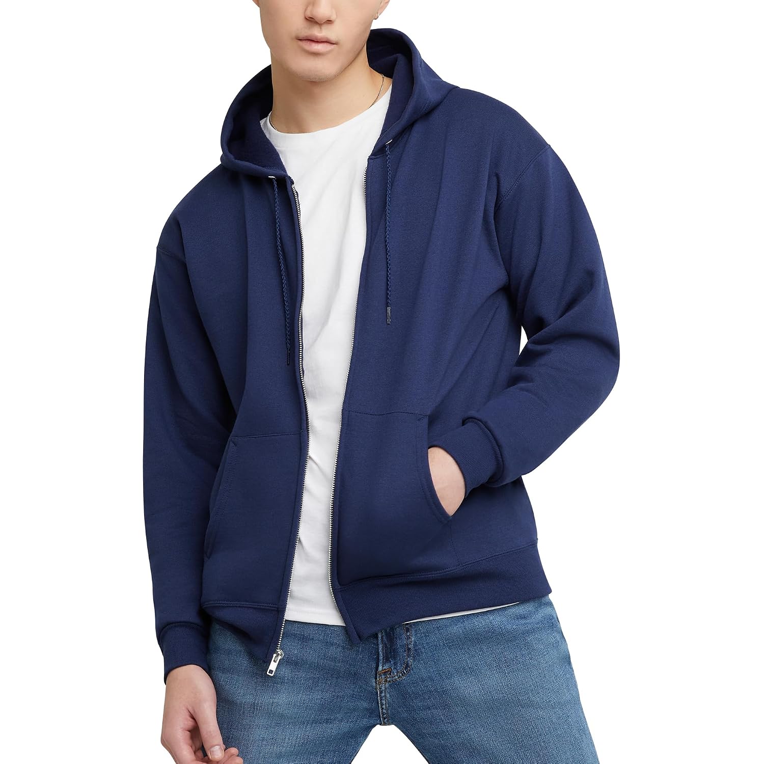 Hanes Men'S Zip-Up Hoodie, Ecosmart Fleece Full-Zip Hoodie For Men, Hooded Sweatshirt