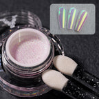 Yokefellow GleamTap Cushion Aurora Chrome Nail Powder -Mermaid Aurora Effect,Nail Art Glitter Decoration for Home DIY Salon Manicure (GT115 Ethereal/Pink Lilac with Gold Sheen)
