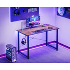 Casaottima 40 Inch Small Computer Desk For Home Office, Study Writing Table For Small Spaces, Simple Modern Desk With Headphone Hooks, Vintage