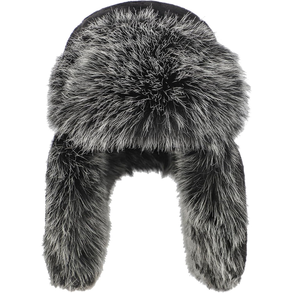 PURFUN Fuzzy Faux Fur Ushanka Russian Hat for Men Women, Winter Plush Full Hood Earflap Cap Cycling Ski Hunting Trapper Hat