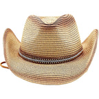 Mens Straw Cowgirl Cowboy Hat Women Floppy Packable Wide Brim Sun Hat UPF50 Western Panama Travel Beach Cap Fedora Bucket Hat Beige