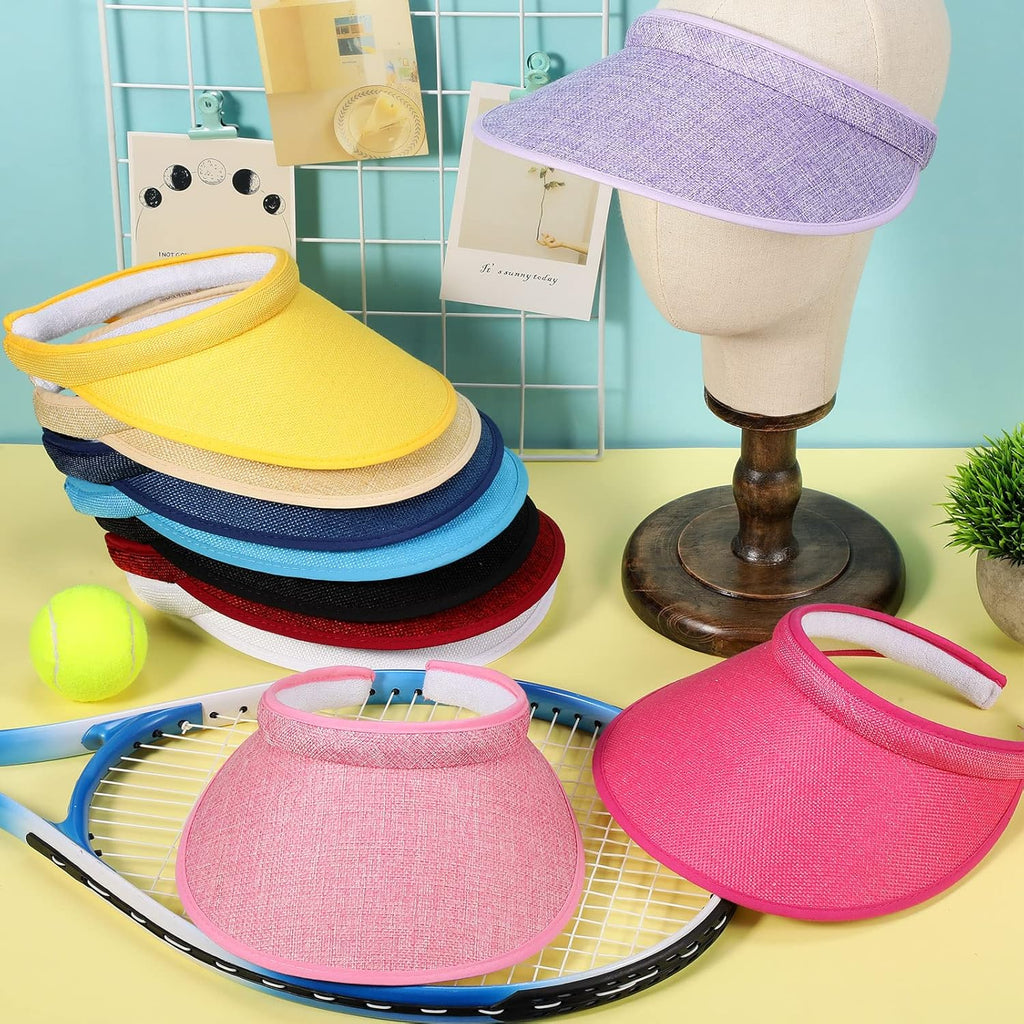 Jiuguva Sun Visor for Women Wide Brim Golf Clip on Visor Hat Adjustable Large Beach Cap for Men Women Travel Sport