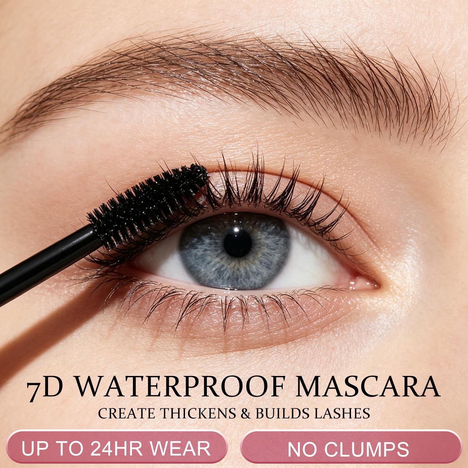 3Pcs 7D Waterproof Volume Mascara, Black Lengthening Thickening Fiber Lashes Mascara, Smudge-Proof Long Lasting Curling Volumizing Eye Makeup for Women Girl,Natural & Buildable Fuller Look