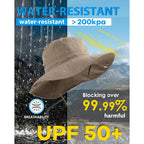 Waterproof Bucket Rain Hat for Women Wide Brim Summer UPF50+ Cowboy Sun Hat Men Foldable Soft Floppy Beach Hat