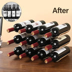 Countertop Wine Rack - 12 Bottle Freestanding Wine Bottle Holder Stand - 3 Tier Wooden Wine Storage Rack - Wavy Wine Organizer For Cabinet Pantry Home Kitchen Bar